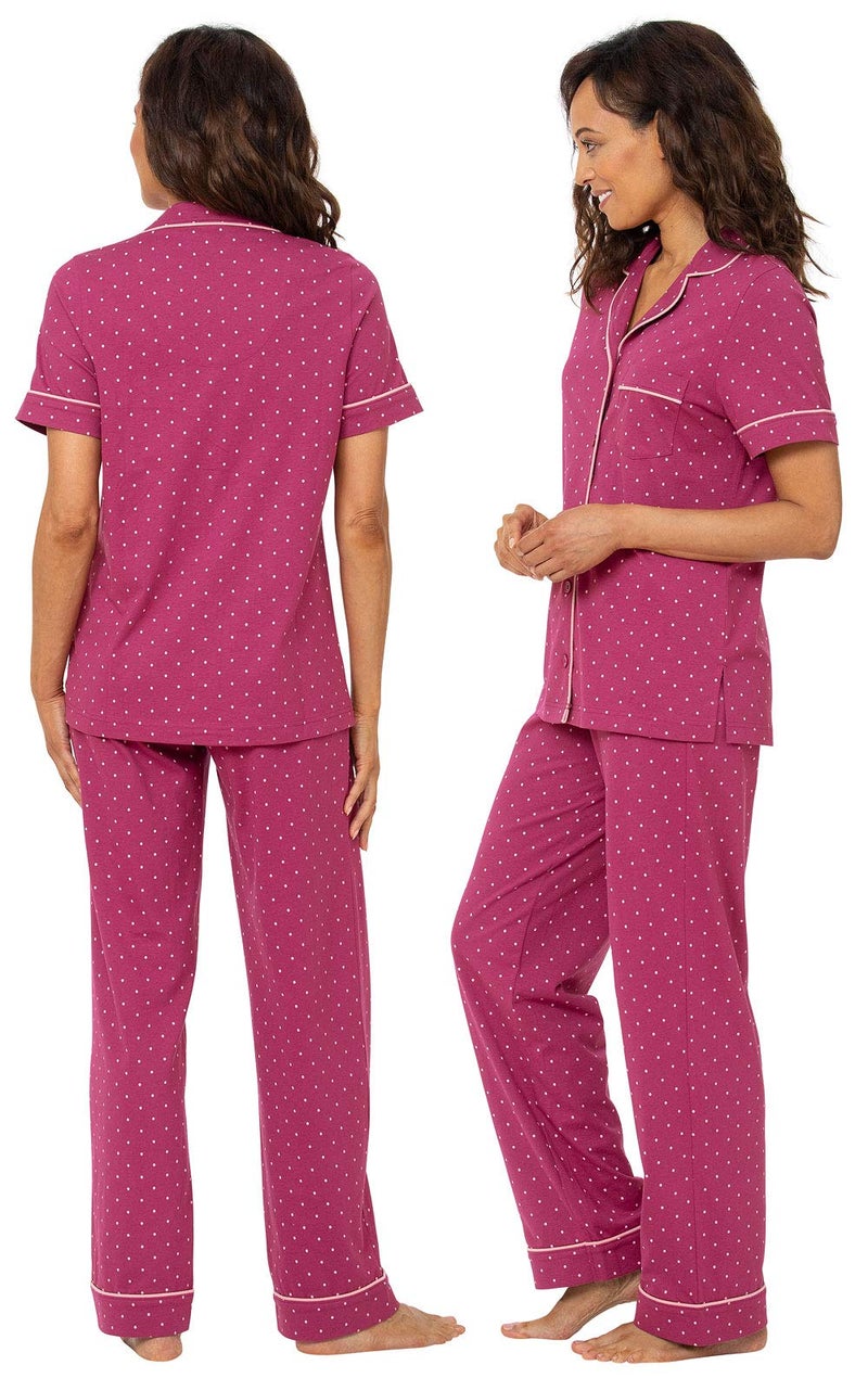 PajamaGram Summer PJs For Women Set - Pajama Women, Fuchsia Polka Dot, MD - Image 2